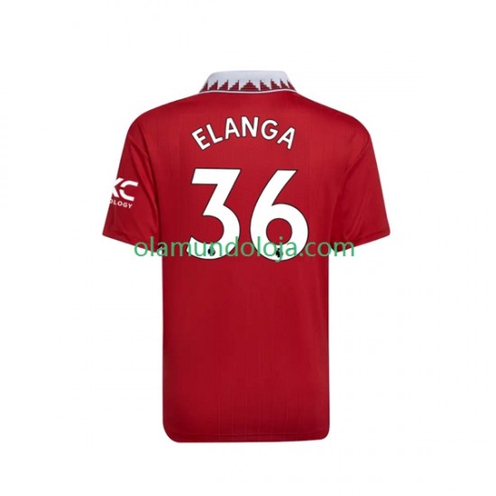 Camisola Manchester United Elanga 36 Homem Equipamento Primeiro 2022-2023 Manga Curta